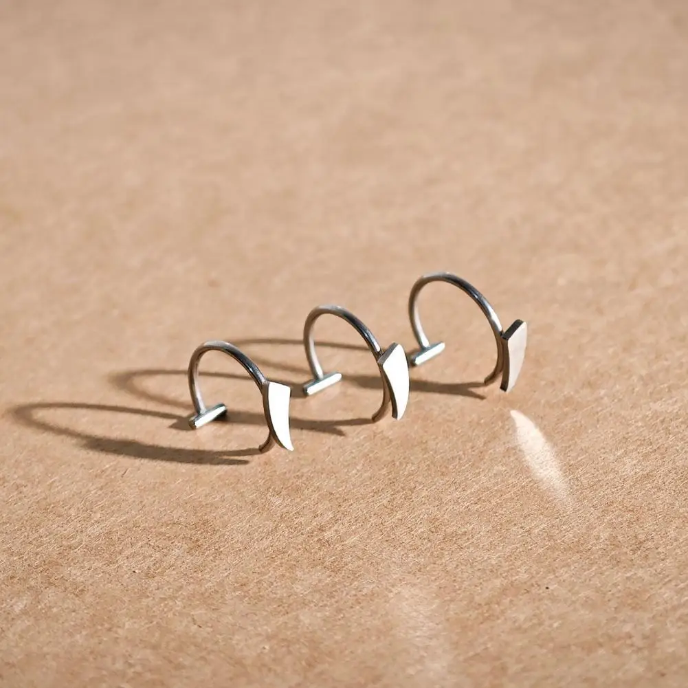 2PCS Trendy 10mm Stainless Steel Punk Clip on Fake Piercing Nose Wrap Lip Rings Unisex Nose Ring Women Men Tusk Body Jewelry