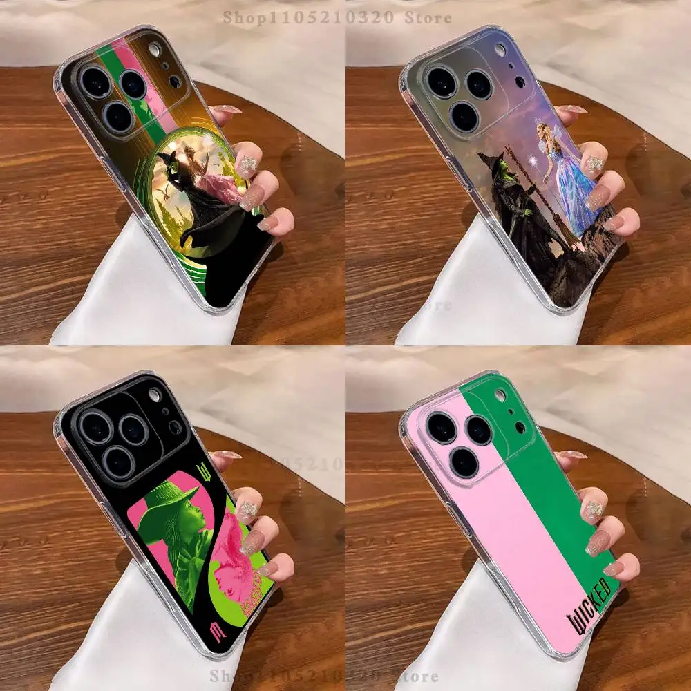 

W-Wicked Musical Green Pink Phone Case For iPhone 17,16,15,14,13,12,11 Pro,Max,Plus,XR,Mini,E Clear Full-coverage Soft Cover