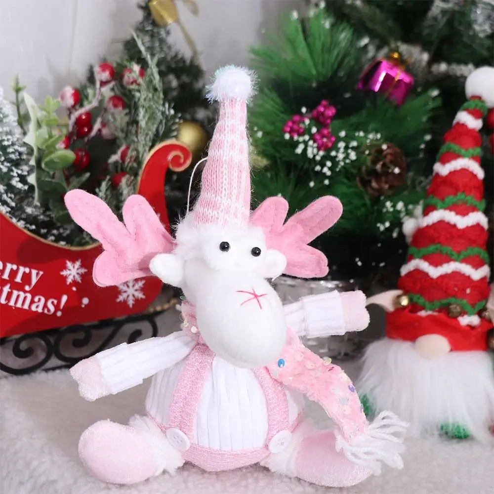 

Tabletop Doll Christmas Plush Snowman Doll Realistic Fluffy Knitted Elk Snowman Doll Ins Cartoon Christmas Pink Doll Decorations