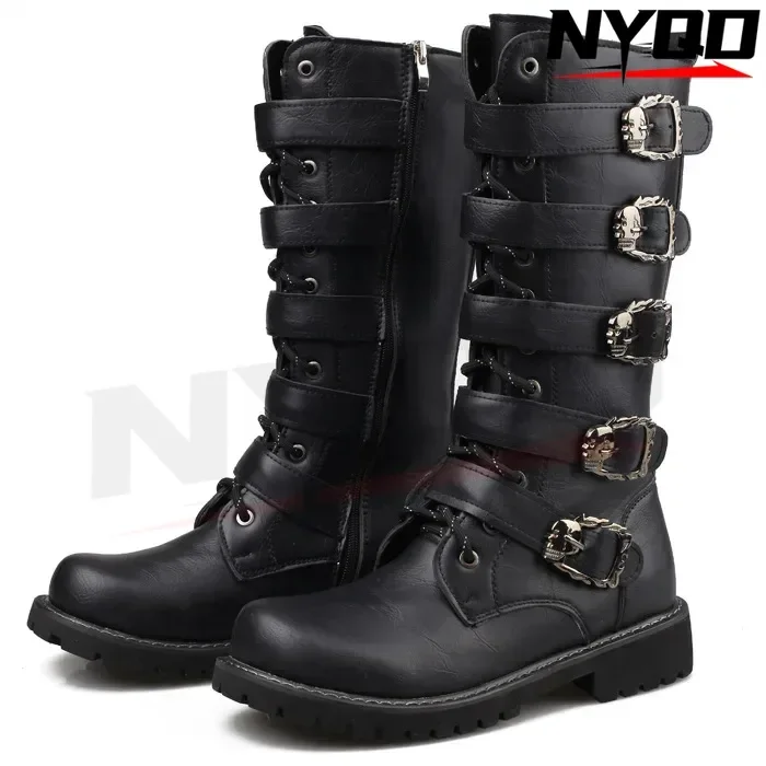 

Men's oversized high top boots Korean style trendy boots men's botas para moto motorcycle boots men botas motocross 46 size