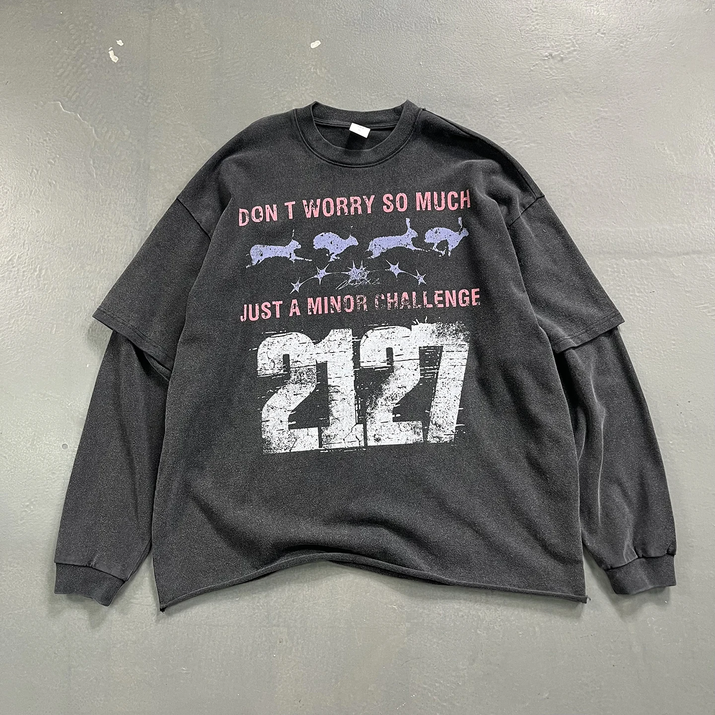 

Футболка Waed out Street Sle Long Sve с принтом букв, свободный повседневный топ из двух предметов для пар и подростков