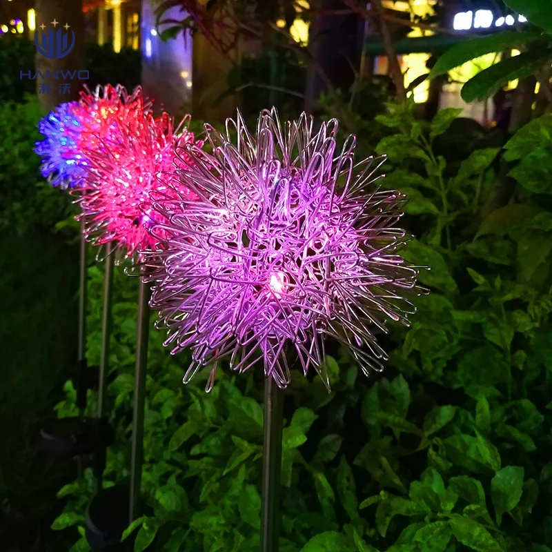 

7 Colors Change Solar Lights Outdoor Aluminum wire ball LED Lights Garden Xmas Ground Insert Stake Lamp Waterproof Landscape 804