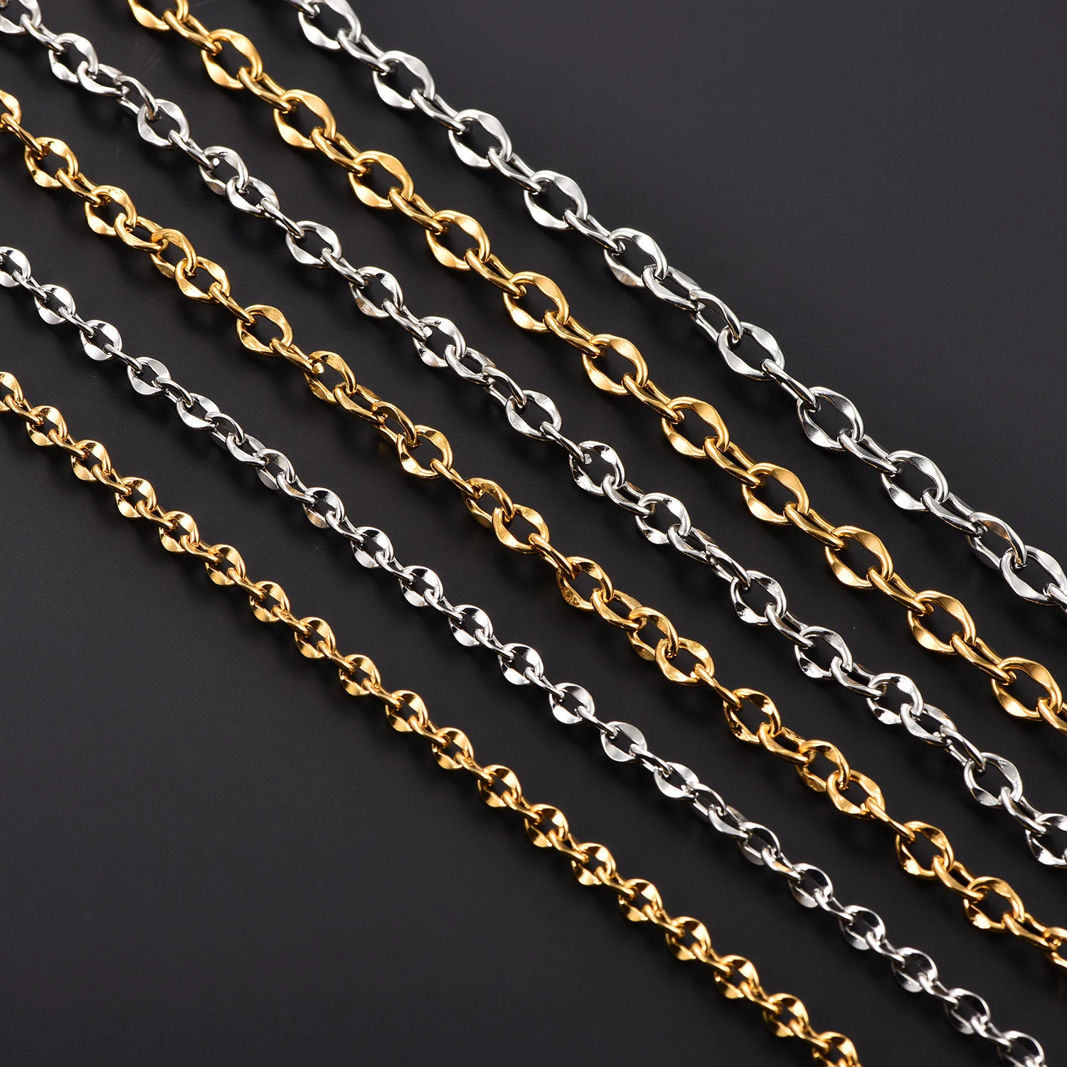 5/6/7mm Edelstahl Ovalkette Kubanische Halskette Hip-Hop Punk Knoten-Glieder Exquisiter Armschmuck für Frauen und Männer – Detail 3