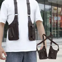 Bolso de pesca táctico antirrobo para exteriores con múltiples bolsillos y doble correa para el hombro, bolsos cruzados multiusos de PU impermeables para hombre