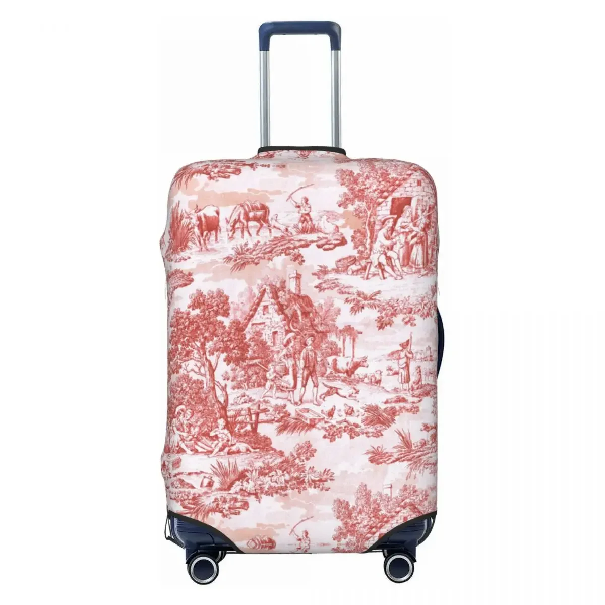 Vintage French Toile De Jouy Motif Pattern Luggage Cover Elastic Travel Suitcase Protective Covers Suit For 18-32 inch