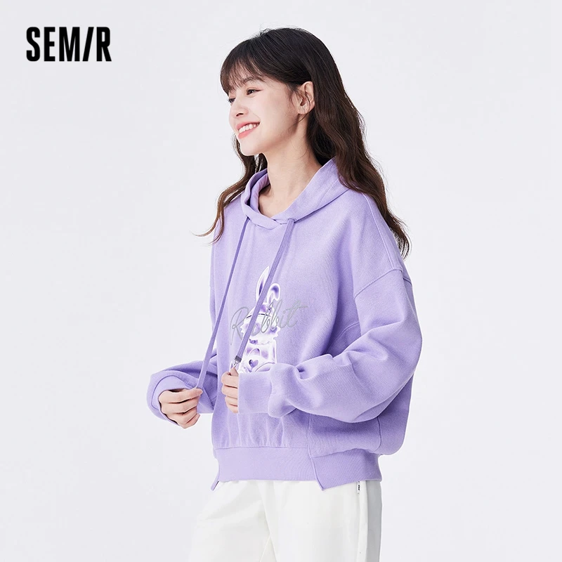 Semir Women Sweatshirt Autumn New Design Sense Rabbit Pullover Trendy Personality Loose Hooded Top Fashionable Sweater for Women