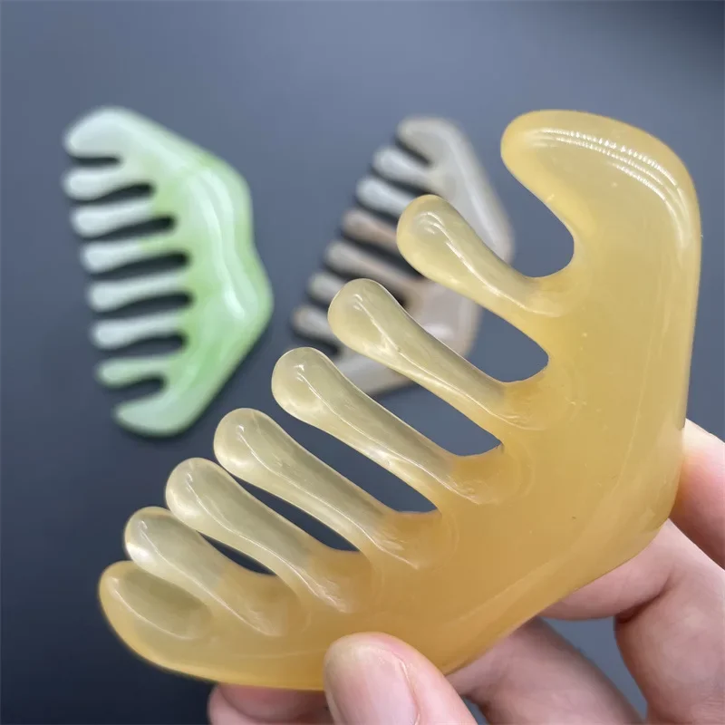 Resin Gua Sha Massage Comb Head Body Scraping Reflexology Scraping Hair Comb Scalp Care SPA Meridian Massage Comb