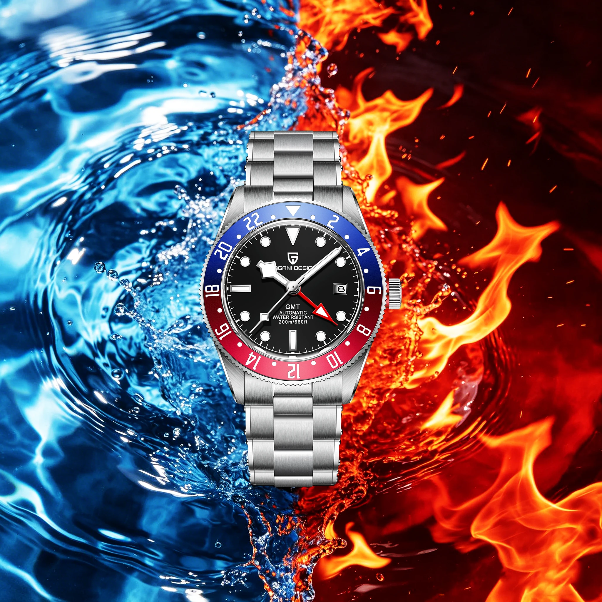 PAGANI DESIGN Light Luxury Dignified Men's Mechanical Watch Urban Fashion Stainless Steel Sapphire Calendar 20Bar Diving Clock