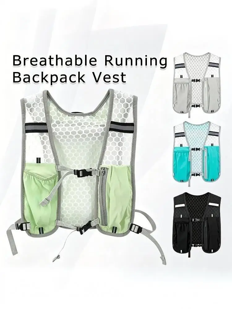 [NM]Reflective Hydration Backpack Waterproof Running Sports Vest For Hiking Cycling Marathon With Multi-Pocket[NM]