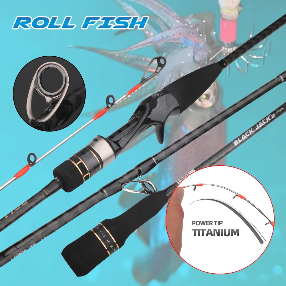 

ROLLFISH Titanium Tip Octopus Squid Cuttle Fishing Rod 1.55M/5.08ft Action 9:1 Carbon Fiber Casting Saltwater Light Jigging Rod