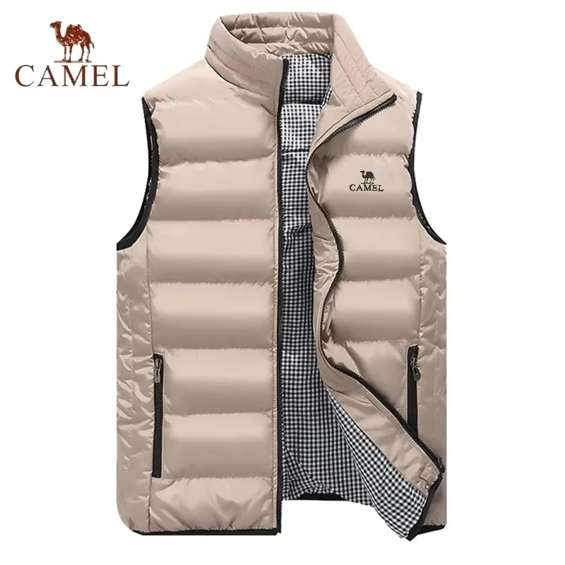 Embroidered camel high-grade cotton vest jacket, men's autumn and winter hot fashion casual comfortable sleeveless jacket