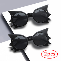 2pcs Large Frame Bat Shaped Sunglasses Innovative Uv400 Color Gothic Men And Women Street Sun Glasses