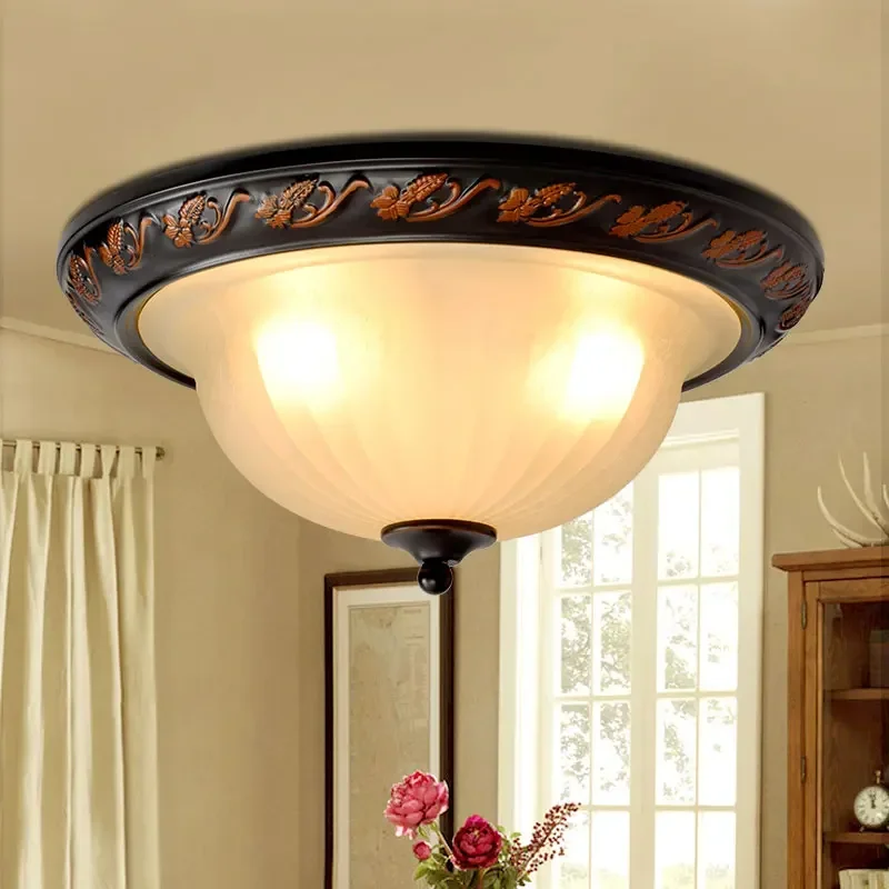 American ceiling lamp, European retro bedroom, ceiling lamp, study hall, iron aisle corridor, room light.