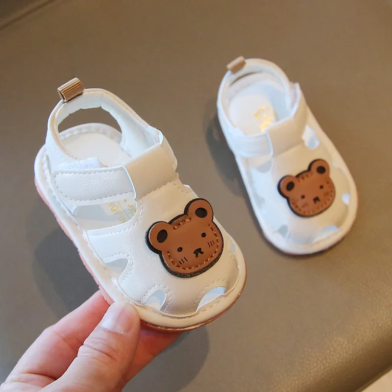 Chaussures de dessin animé pour bébés, sandales pour tout-petits, premiers pas, pantoufles d\'été à semelle souple, chaussures pour nouveau-nés, 0-3