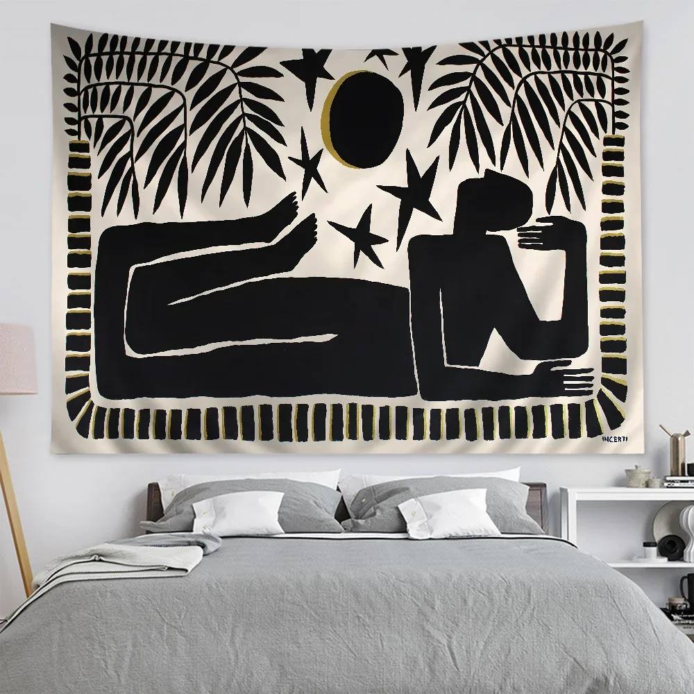 VIKAMA Böhmischer Ägyptischer Wandteppich Abstrakte Kunst Wandbehang für Wohnzimmer, Schlafzimmer, Studentenwohnheim - Wohndekoration