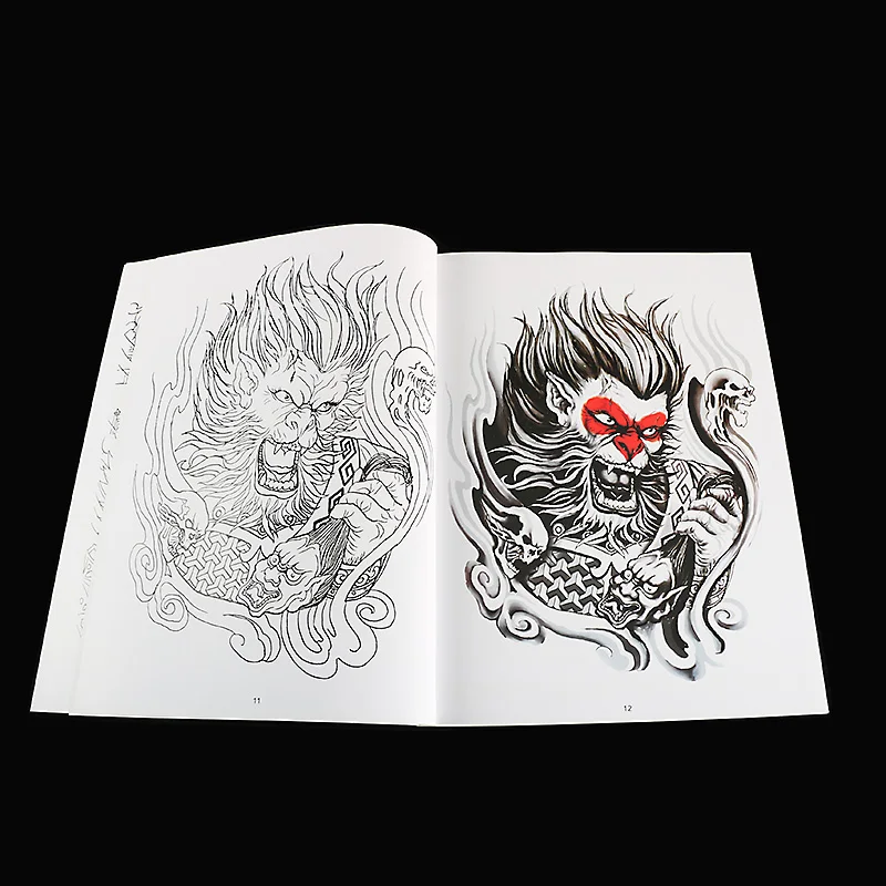 Für Anfänger China Traditionelle Tattoo Buch Design Vorlage Affe Samurai Antike Allgemeine Schablone Zeichnung Top Tattoo Zubehör