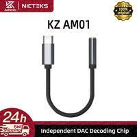 KZ Original AM01 Type-C to 3.5mm Audio Adapter 32bit/384kHz Hi-Fi DAC+IC Amplifier Dual Chip Earphone Audio Cable for KZ EDX PRO