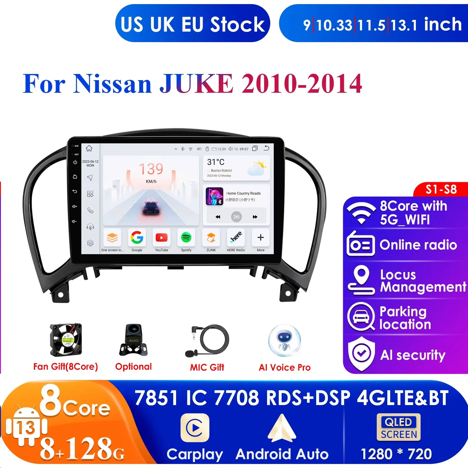 

For Kia Cerato 3 K3 Forte 2013 - 2017 Car Radio Multimedia Video Player Navigation GPS Carplay 2 Din 4G Android 13 9" Autoradio