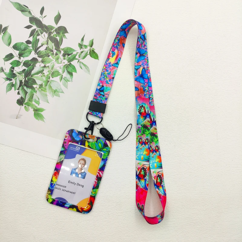 Schmetterling Ausweishalter Lanyards Mädchen Tür Kartenetui Hängendes Seil Frauen Ausweishalter Umhängeband Visitenkarte Geschenk – Detail 8