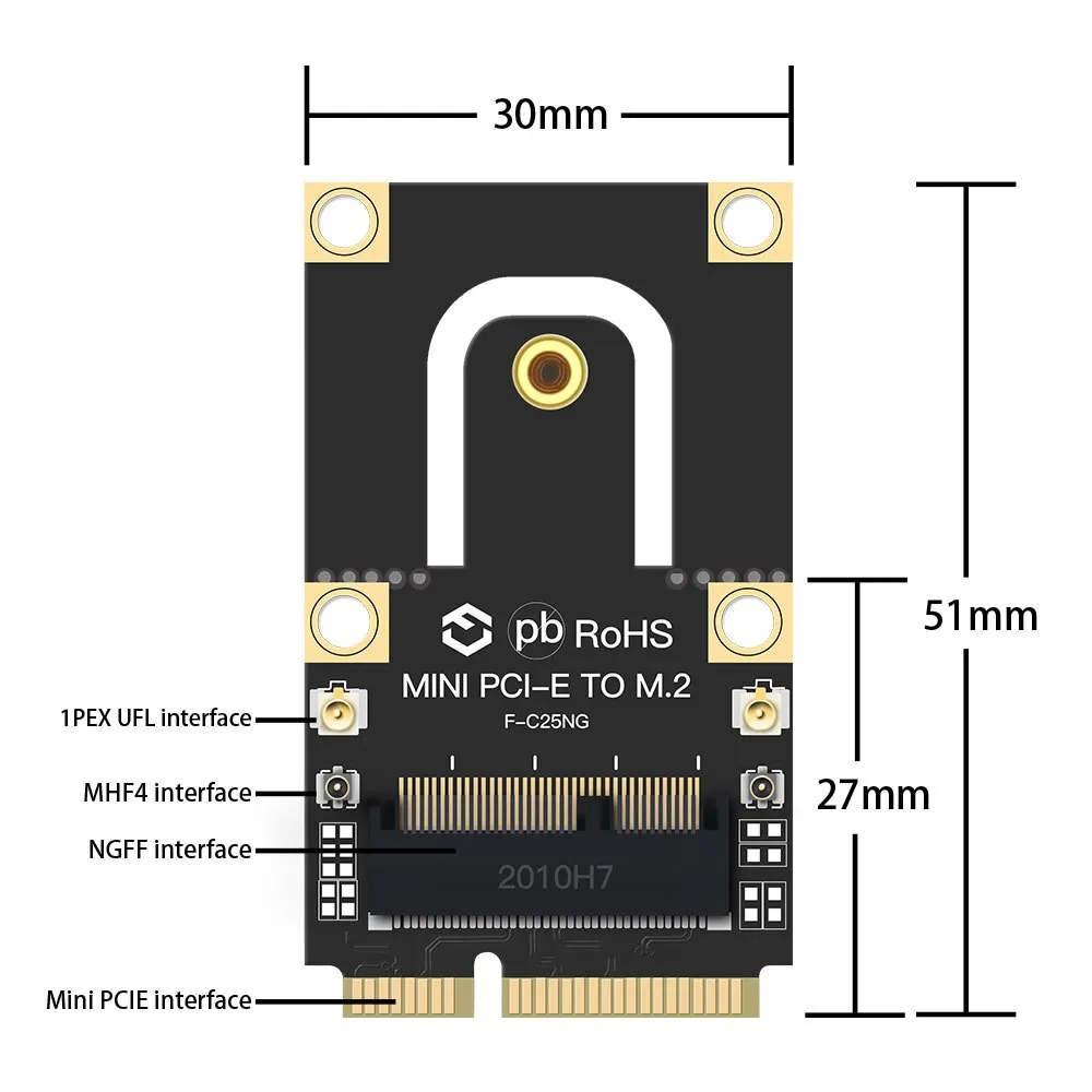 FENVI NGFF M.2 Key To Mini PCI-E PCI Express Converter Adapter F-C25NG For AX200 AX210 9260 8265 7260AC M2 WiFi BT Wireless Card