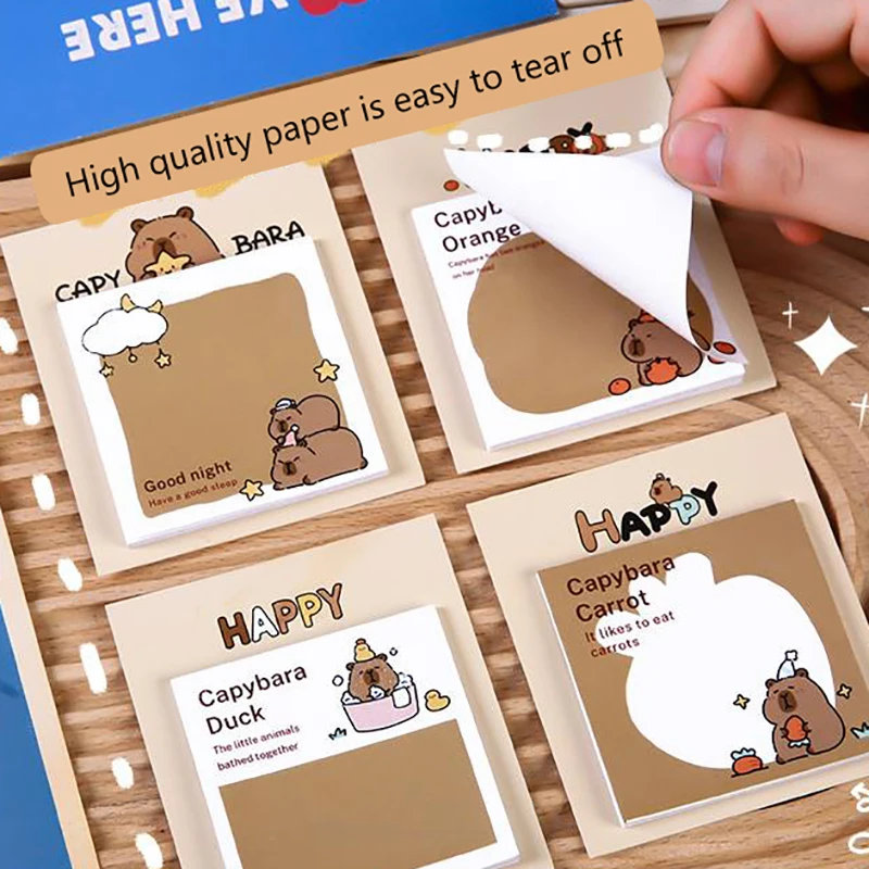 30Pcs Cute Cartoon Creative Capibala Sticky Notes DIY Journal Message Note Paper Notepad cancelleria per studenti materiale scolastico