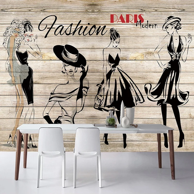 

Custom Size 3D Beauty Salon Wall Mural Hand Painted Fashion Lady Wallpaper for Clothing Store Background Wall Art Decor