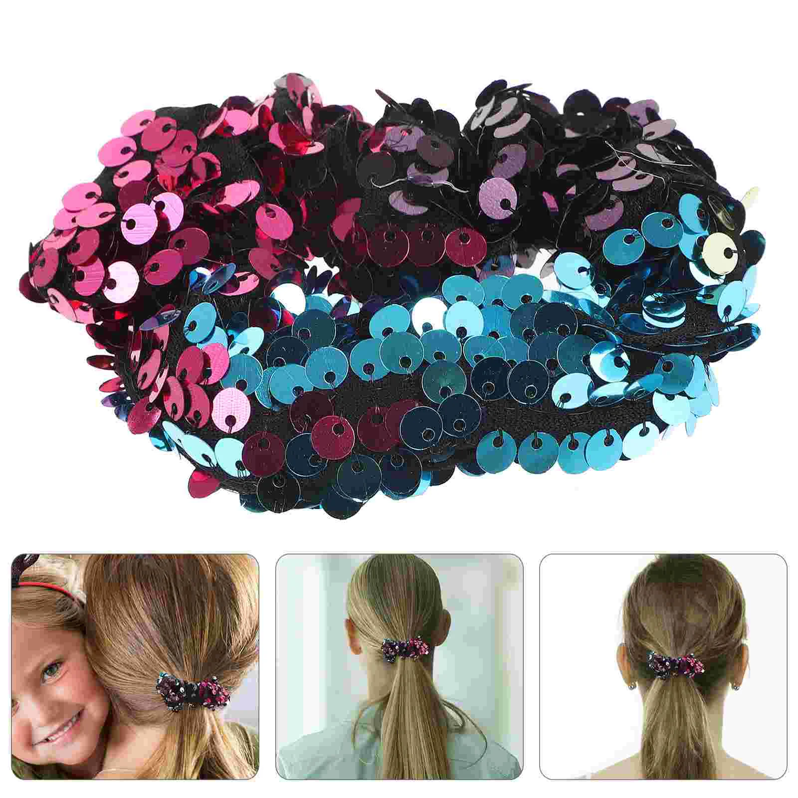 

Elastic Hair Tie Sequins Band Ponytail Holder Cloth Slip Silk Scrunchies for Women