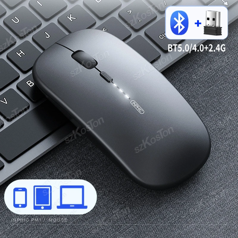 Rechargeable Wireless Mouse Bluetooth Ultra-Slim Mouse Mause 2.4Ghz Silent Macbook Optical Home&Office Mice For Laptop Pc