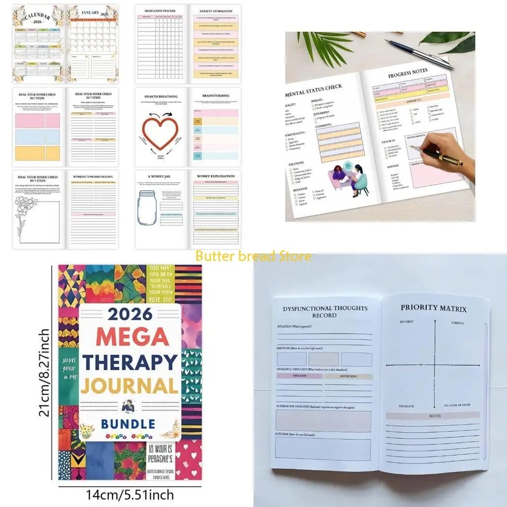 

W89C Therapeutic Activity Writing Journal Monthly Planner Mental Health Guided Notebook Mental Wellness Workbook 140x210mm