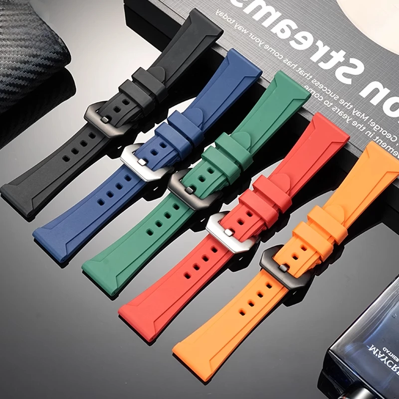 24 مللي متر 26 مللي متر العالمي FKM فلوروروبر حزام (استيك) ساعة ل بانيراي PAM111 PAM441 الديزل بريتلينغ معصمه الرجال شريط مطاطي سوار