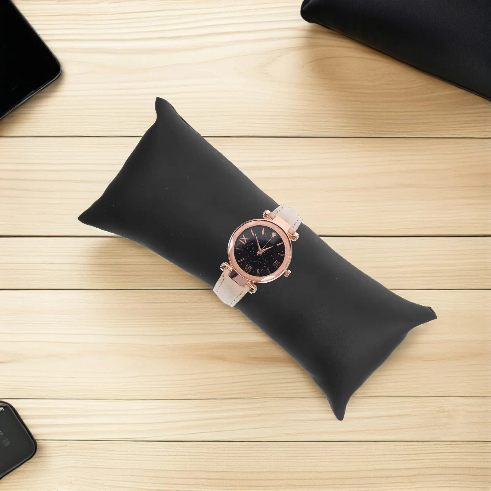 2Pcs Sophisticated PU Watch Pillow Jewelry Display Cushion Bracelet Holder Small Watch Organizer Scratch-Free Counter Display