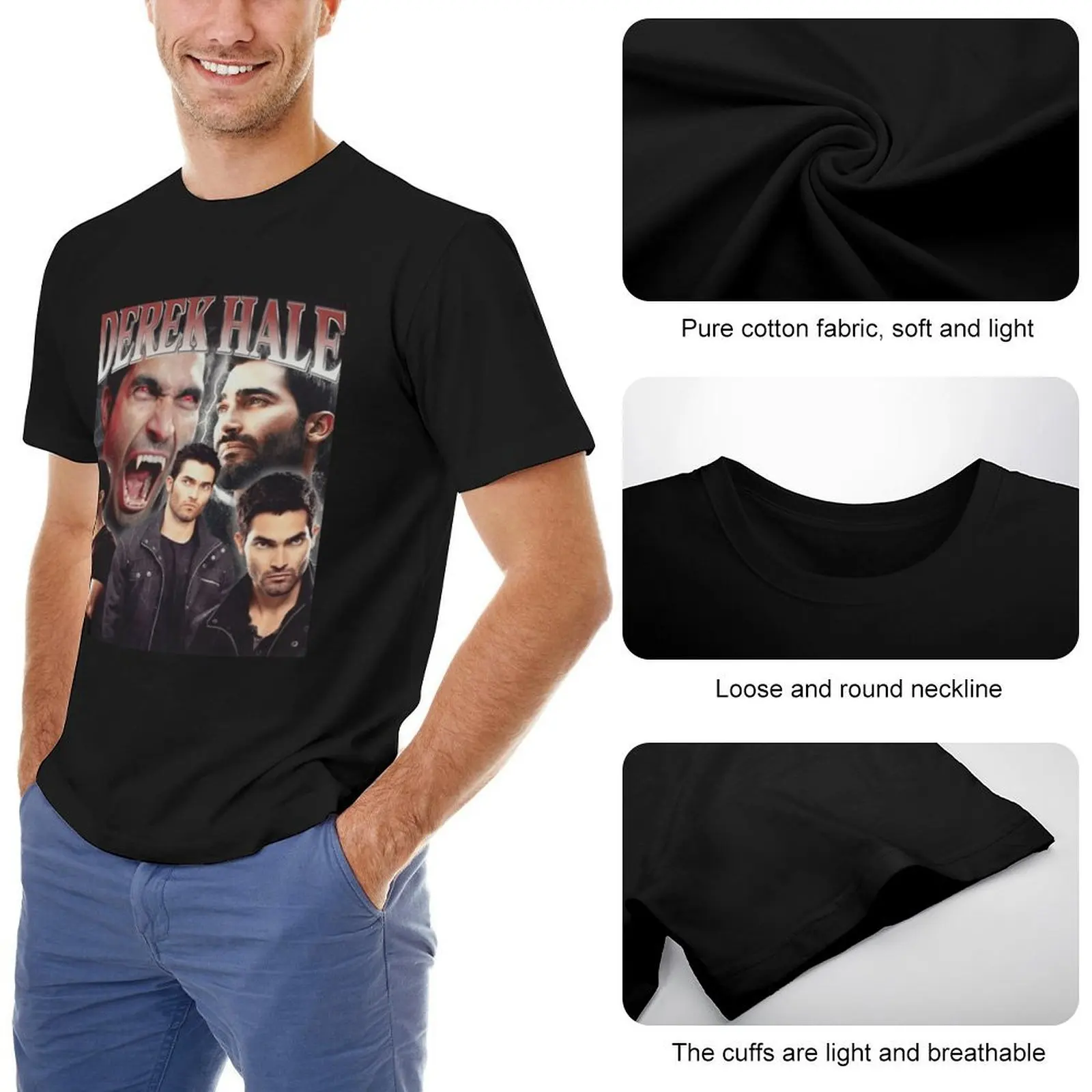 DEREK HALE T เสื้อ,เสื้อยืดเสื้อ tees กราฟิกสัตว์ prinfor ชายธรรมดาตลก t เสื้อผู้ชาย