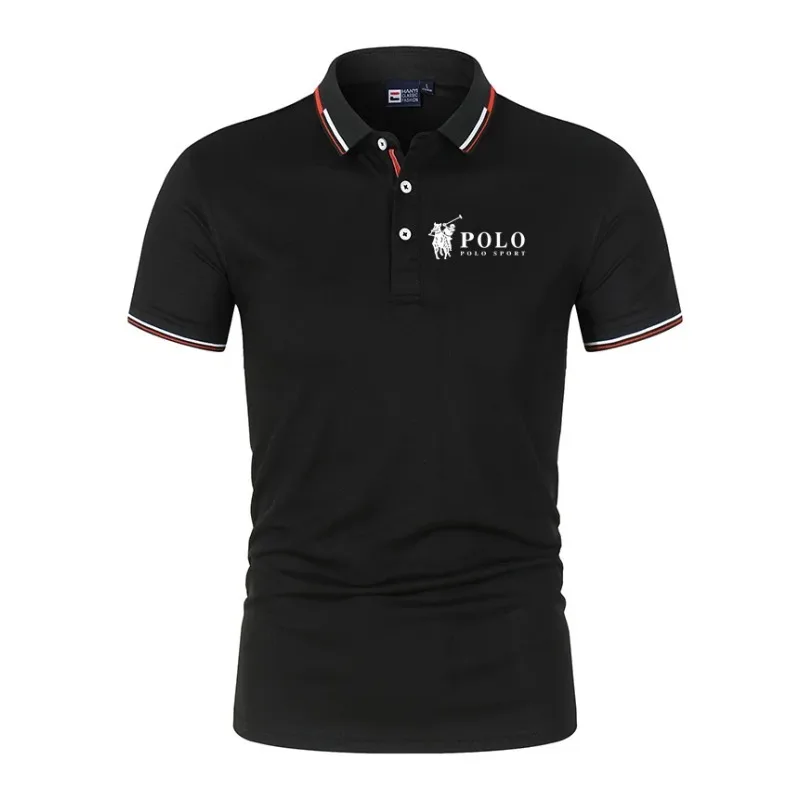 Men's polo shirt short sleeved 100% milk silk fabric striped collar breathable skin friendly top for both men and women