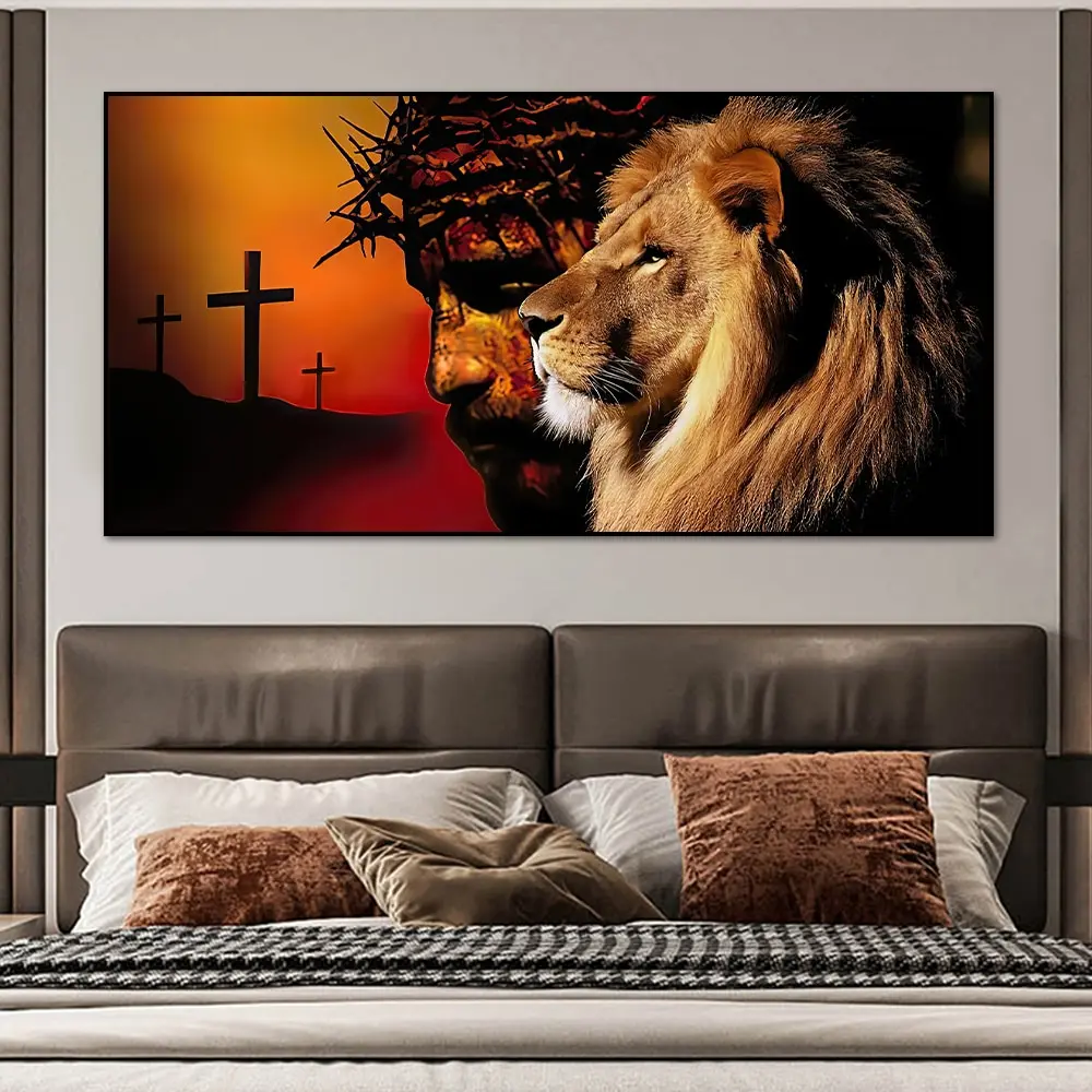 Toile de peinture murale Lion et jésus, imprimés d'affiches, Religion, christianisme, images d'art pour salon, chambre à coucher, décoration de maison, sans cadre