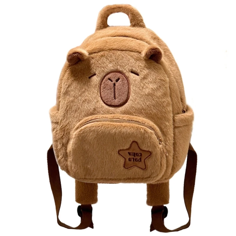 

Women Plush Capybara Backpack Teens Student School Bookbag Lady Girls Cute Small Knapsack Travel Large Capacity Rucksack Daypack