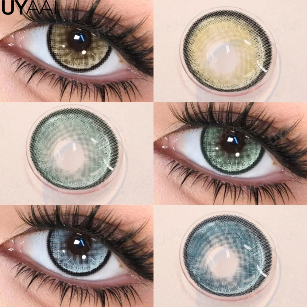 UYAAI Heiße Verkäufe Farbige Schüler für Augen Grüne Augenkontakte im natürlichen Look 1 Paar blaue Modelinsen Schönheit graue Augenfarblinse