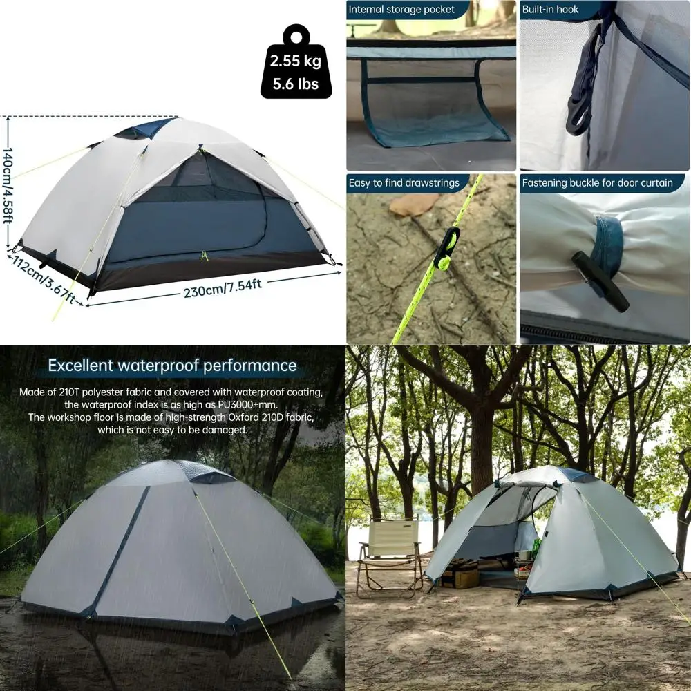 

Компактная туристическая палатка на 1-2 человека: водонепроницаемое и ветрозащитное легкое укрытие для приключений на свежем воздухе