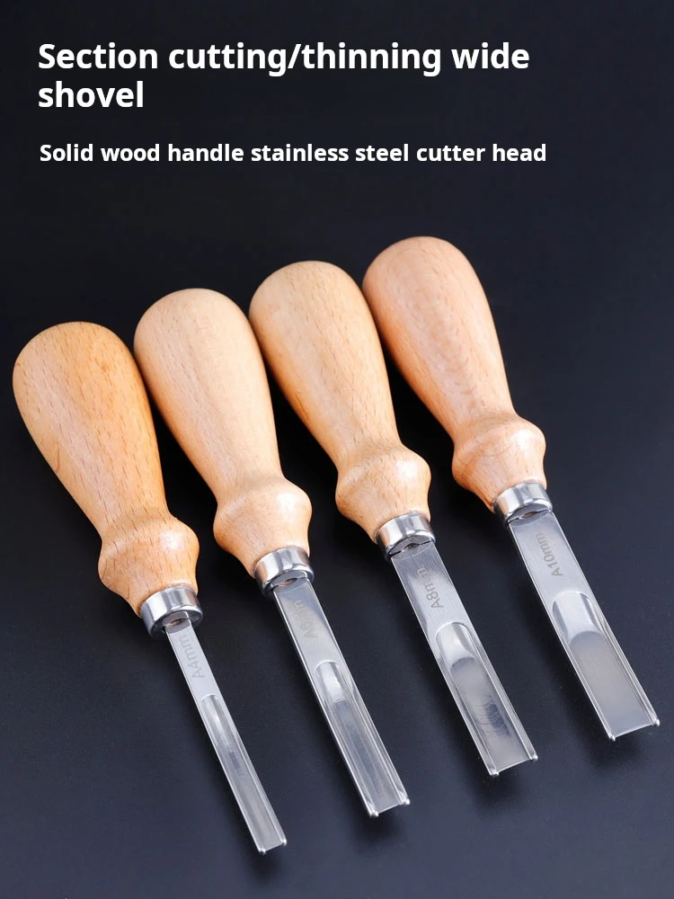 Handmade Leather Goods Thinning Of Drum Edges Cutting Edge Cutter Solid Wood Handle Wide Shovel Hole Punch Patchwork Accessories