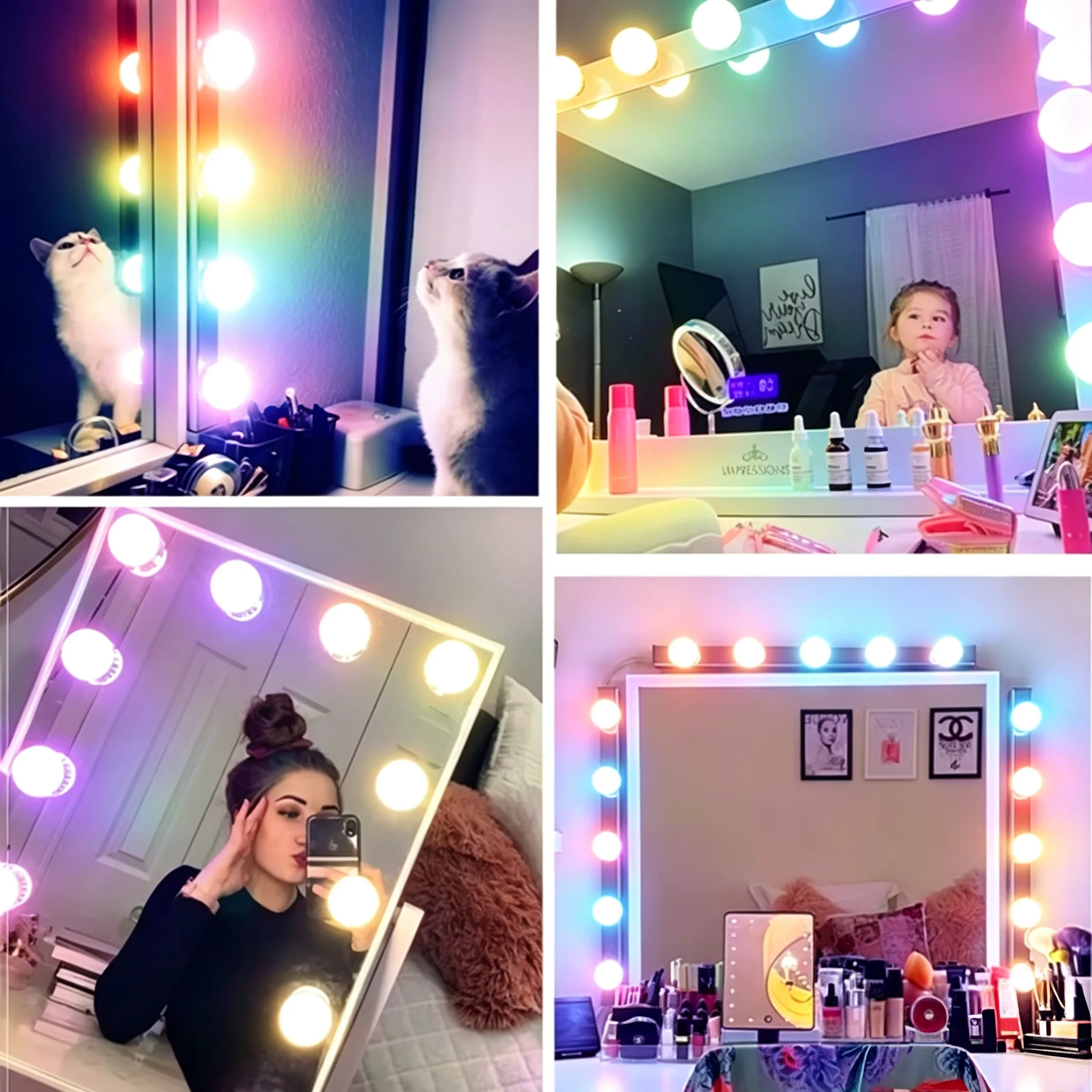 Colorful RGB LED Makeup Light Bulbs USB Powered Dimmable Vanity Mirror Ambient Lighting view 6