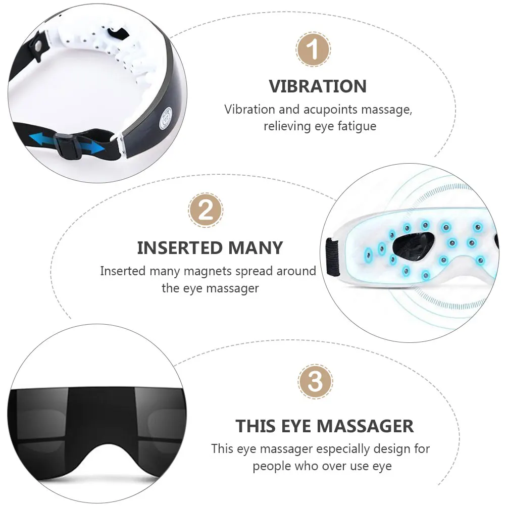 

Adjustable Electric Eye Massager Vibration Acupoints Therapy For Eye Fatigue Relief Dry Eyes Rechargeable Eyes