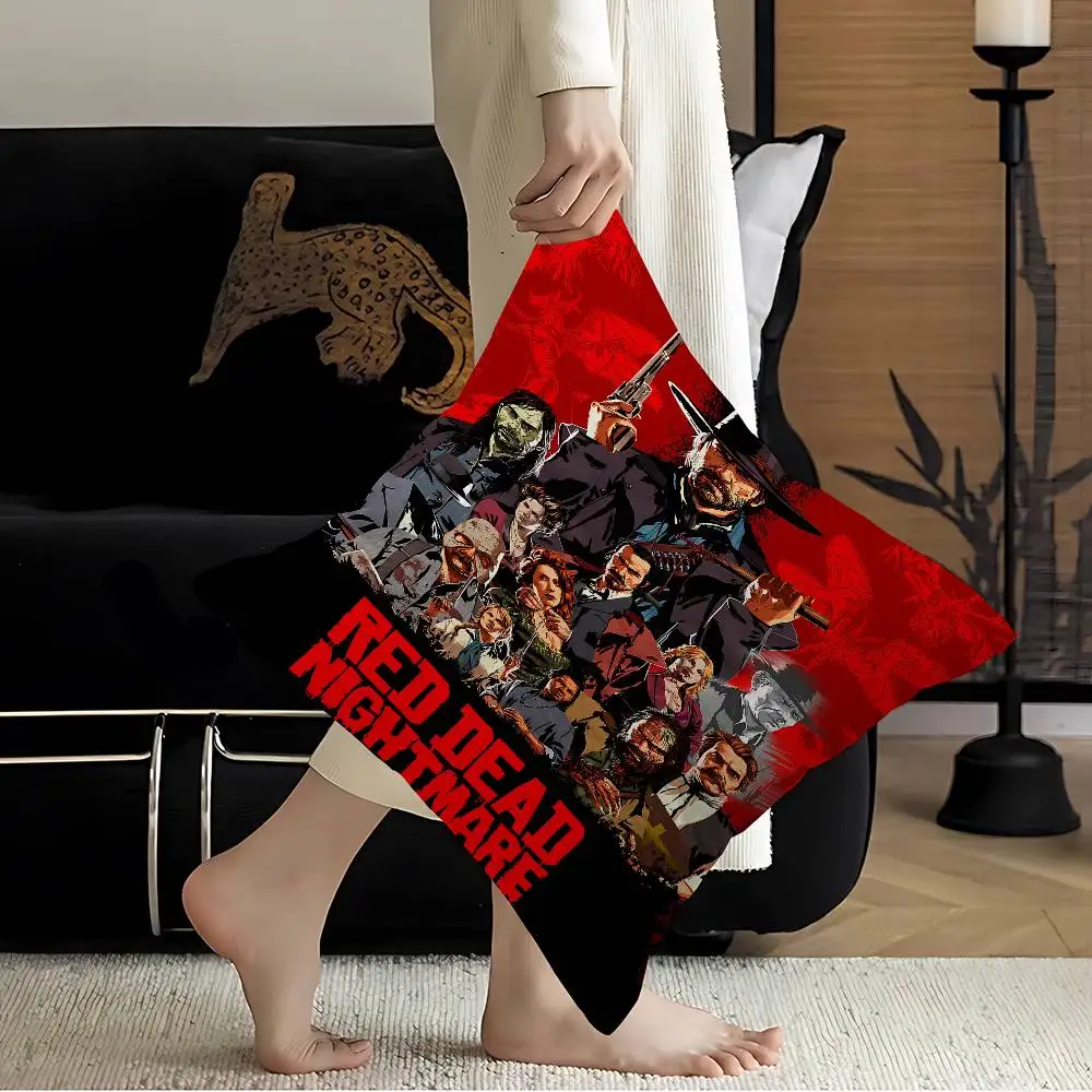 لعبة R-Red Dead Redemption 2 RDR2 غطاء الوسادة غطاء وسادة ديكور المخدة المطبوعة كيس وسادة للأريكة