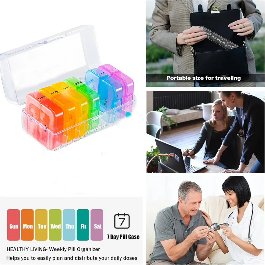 

Square Seven Day Medicine Box, Food Grade Pp Portable Medicine Box, Morning And Evening 2-Grid Packaging Medicine Box