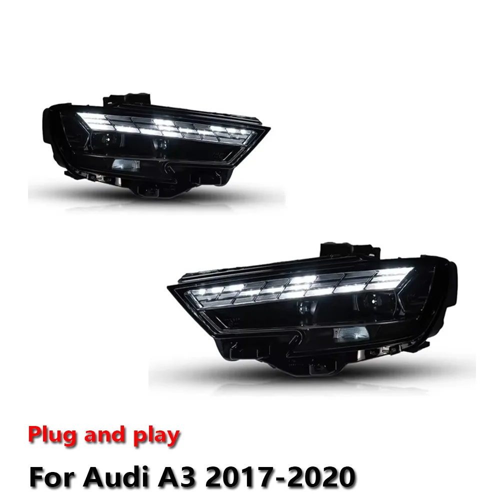 

Car LED Auto Headlight Assemblies For Audi A3 2017-2020 DRL Brake Turn Signal Lamp Plug and Play