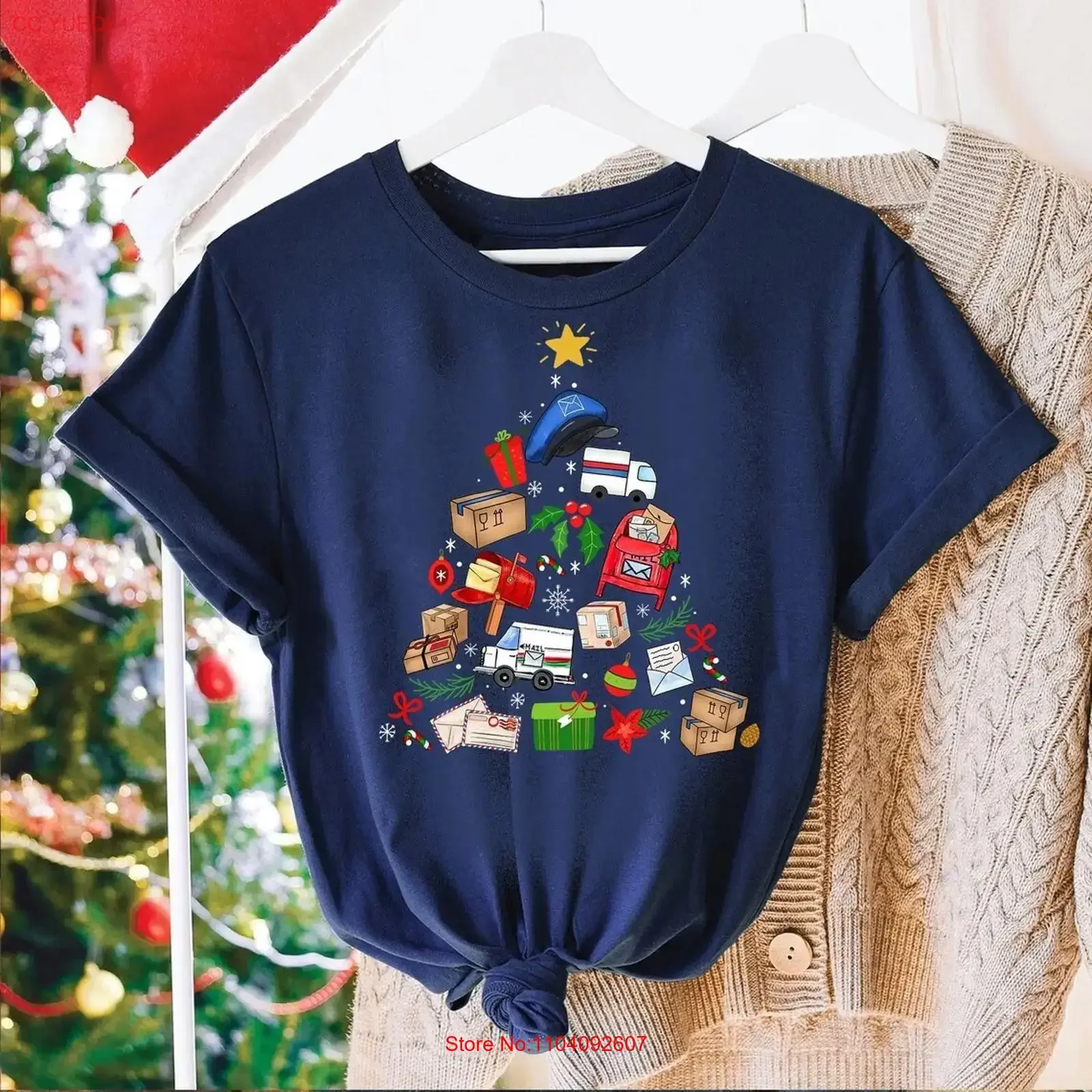 Postal Worker Christmas Tree T Shirt Life Worke vintage Washed Casual Soft Stylish Versatile graphic Stretched fashion