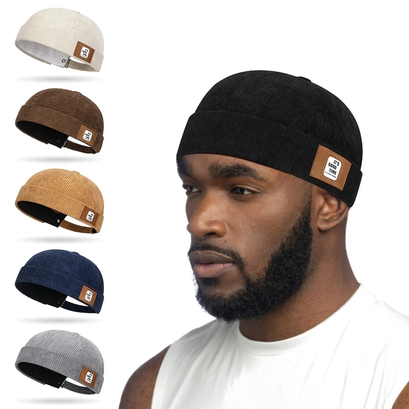 Brimless Skullies قبعة خمر القطن الرجال قابل للتعديل المالك دوكر قبعة متعددة الأغراض قبعات صغيرة الشارع الشهير قبة قبعة الهيب هوب القبعات
