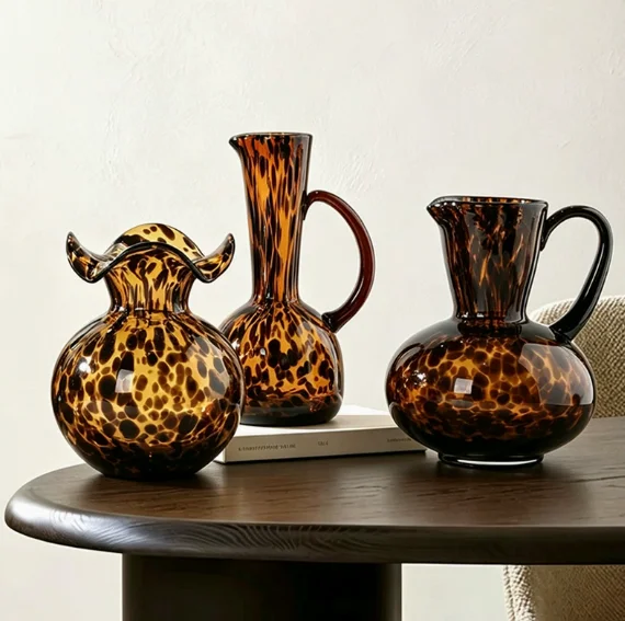 Vase Senior Sense Leopard Print Vase Ornaments Light Luxury Simple Art Living Room Desktop Decorative