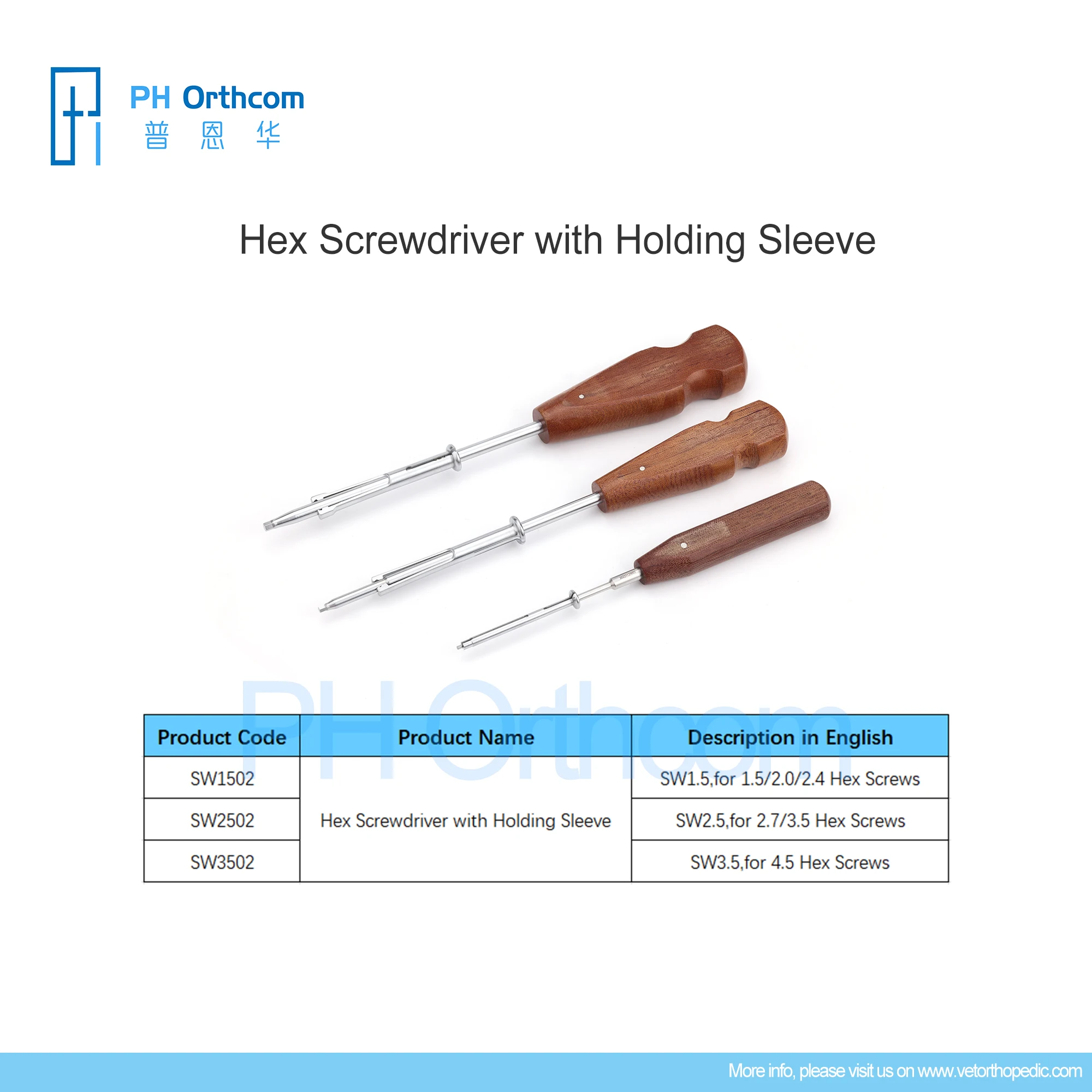 Hex-head Screwdriver with Holding Sleeve Veterinary Orthopedic Tools and Medical Equipment for Pet Care