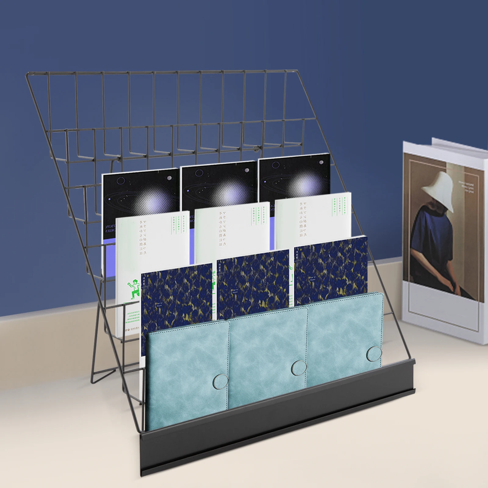 Magazine Display Stand 6-Tier Countertop Rack Bookshelf Organizer for Magazines Home Office Desktop Storage Space-saving Holder