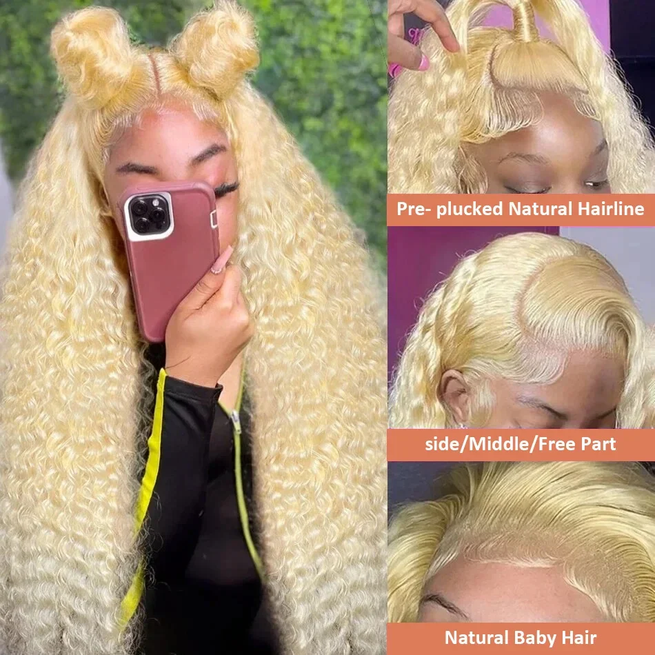 Honey Loiro Lace Front Perucas para Mulheres, Cabelo Humano, Onda Profunda, 13x4 HD Transparente Lace Frontal Perucas, Densidade 180%, 613