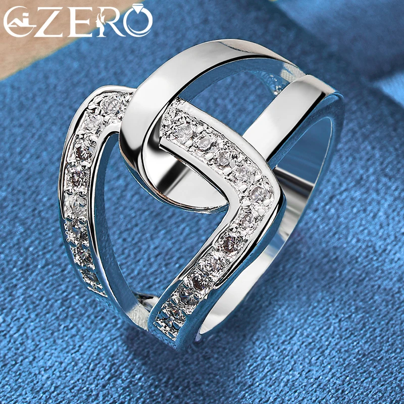 ALIZERO-925 فضة الهندسة الزركون الدائري للرجال والنساء ، خواتم الزفاف ، خاتم الخطوبة ، موضة مجوهرات الحفلات ، الهدايا ، AAAAA